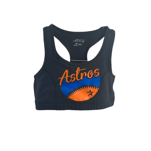 BCG Black Houston Astros MLB Graphic Racerback Sports Bra Girls Size Medium - Picture 1 of 3